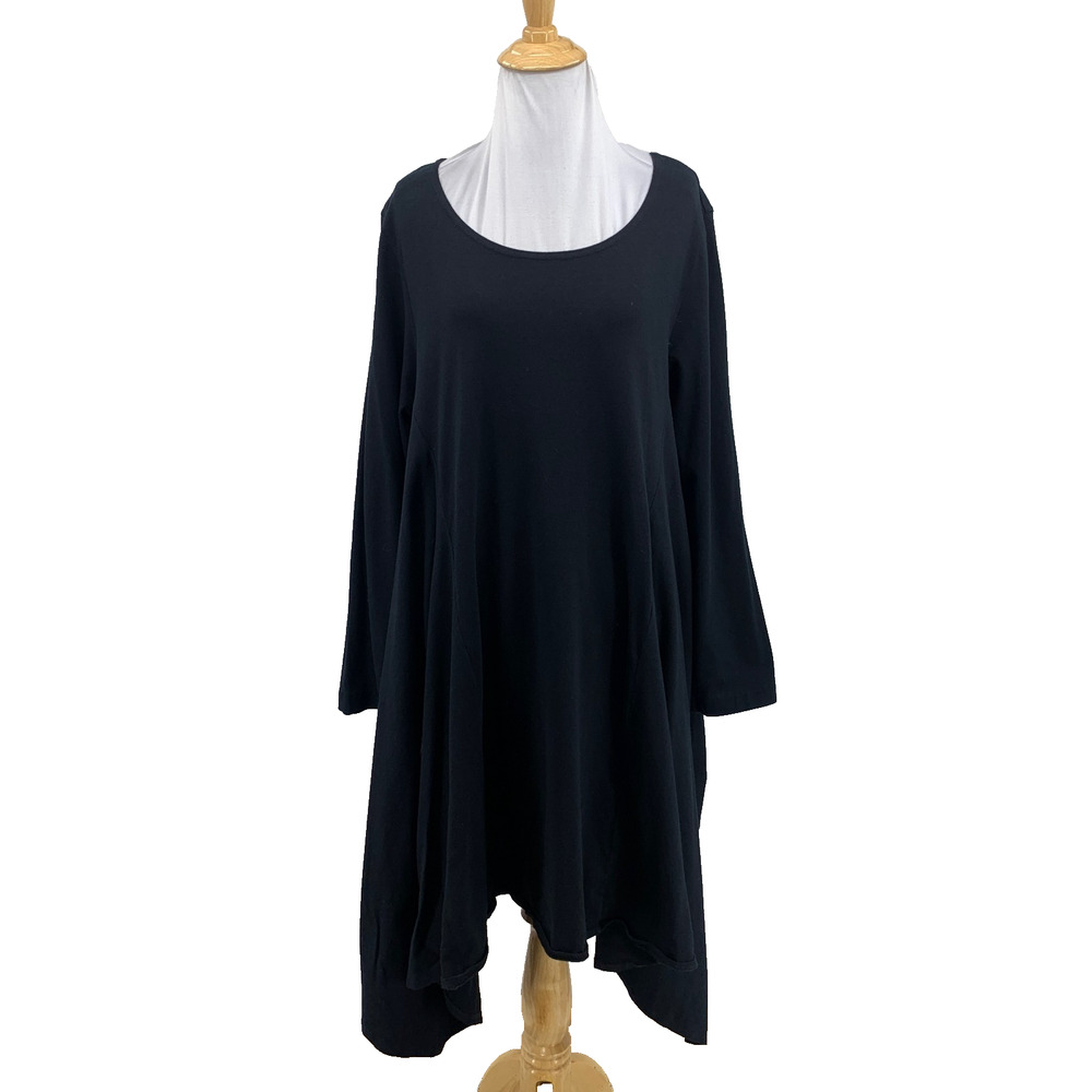 Bryn Walker Dress Womens XL Black Organic Cotton Blend Asymmetrical Langenlook